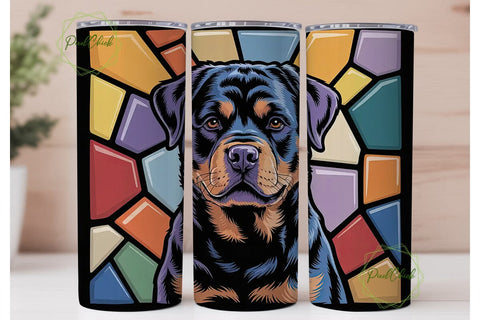 Rottweiler Stained Glass 20oz Tumbler Sublimation PixelChick 
