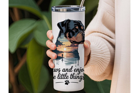 Rottweiler Sunset 20oz Tumbler Wrap Sublimation DesignSVG 