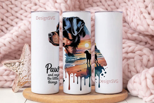 Rottweiler Sunset 20oz Tumbler Wrap Sublimation DesignSVG 