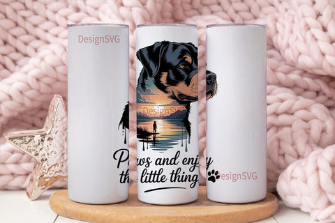 Rottweiler Sunset 20oz Tumbler Wrap Sublimation DesignSVG 