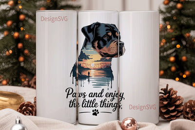 Rottweiler Sunset 20oz Tumbler Wrap Sublimation DesignSVG 