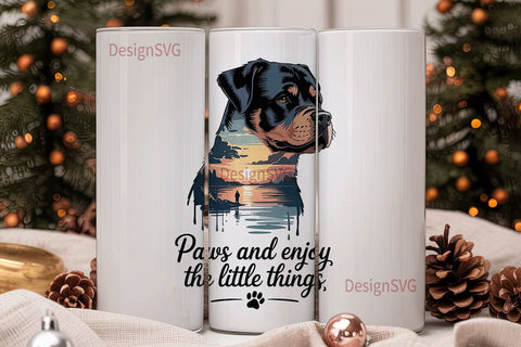 Rottweiler Sunset 20oz Tumbler Wrap Sublimation DesignSVG 