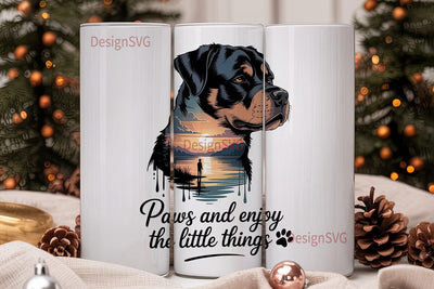 Rottweiler Sunset 20oz Tumbler Wrap Sublimation DesignSVG 