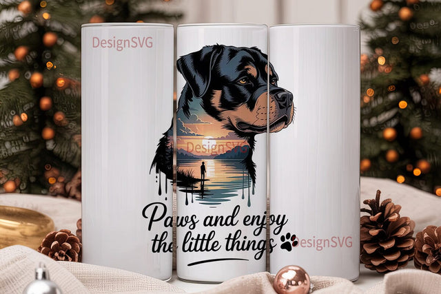 Rottweiler Sunset 20oz Tumbler Wrap Sublimation DesignSVG 