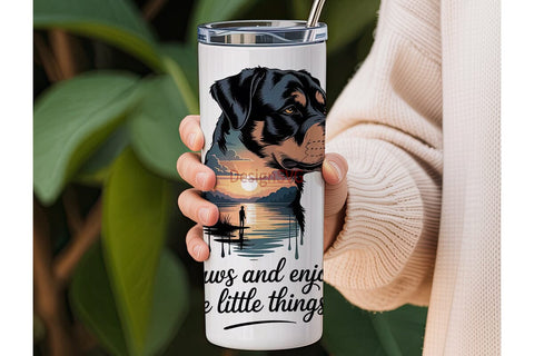 Rottweiler Sunset 20oz Tumbler Wrap Sublimation DesignSVG 