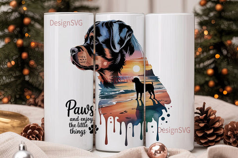 Rottweiler Sunset 20oz Tumbler Wrap Sublimation DesignSVG 