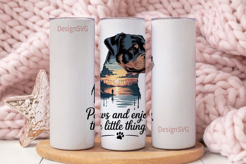Rottweiler Sunset 20oz Tumbler Wrap Sublimation DesignSVG 