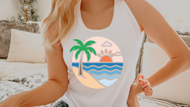 Round Beach Scene SVG Bundle | 4 Palm Tree Sunset Variations | Summer Vacation Cut Files | Cricut Silhouette Ready SVG So Fontsy VIP Design Shop 