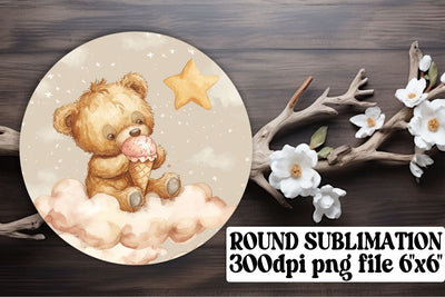 Round Bear Keychains in Sublimation Art Sublimation afrosvg 