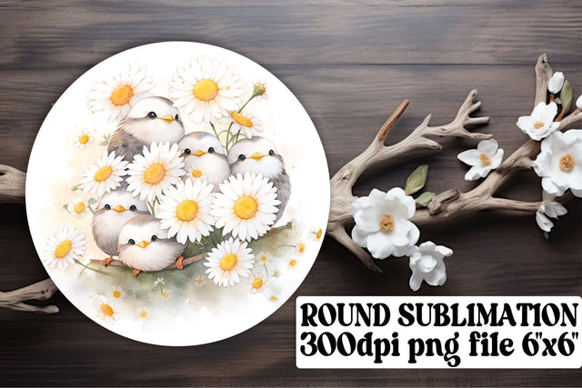 Round Bird Coaster Set Sublimation afrosvg 