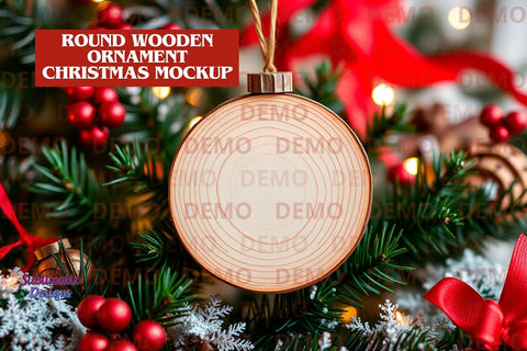 Round Christmas Ornament Mockup Mock Up Photo Sublimatiz Designs 