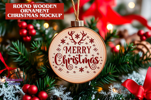 Round Christmas Ornament Mockup Mock Up Photo Sublimatiz Designs 