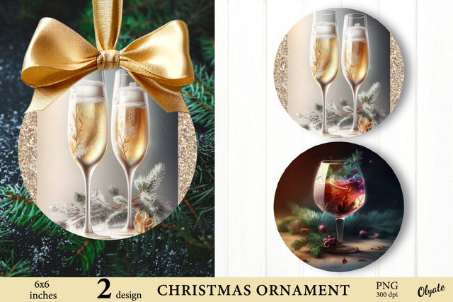 Round Christmas Ornament PNG. Christmas Cocktail Sublimation Sublimation Olga Terlyanskaya 