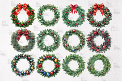 Round Christmas Wreath PNG Clipart Sublimation Fine Purple Elephant Creations 