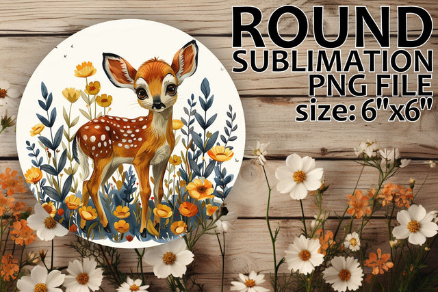 Round Circle Sublimation with Deer and Flowers Sublimation afrosvg 