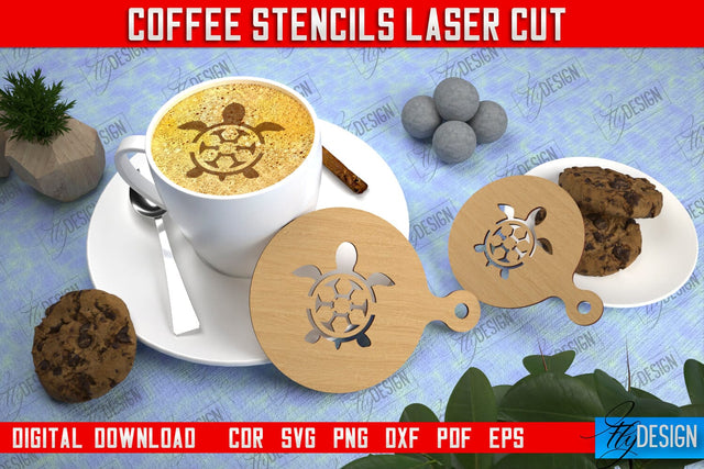 Round Coffee Stencil | Cappuccino | Latte Art | Pattern on Coffee | Coffee Lover | Starbucks | CNC File SVG Fly Design 