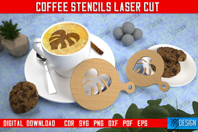 Round Coffee Stencil | Cappuccino | Latte Art | Pattern on Coffee | Coffee Lover | Starbucks | CNC File SVG Fly Design 