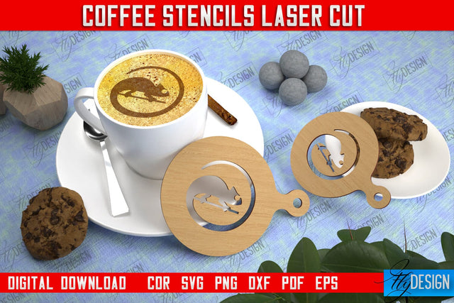 Round Coffee Stencil | Cappuccino | Latte Art | Pattern on Coffee | Coffee Lover | Starbucks | CNC File SVG Fly Design 