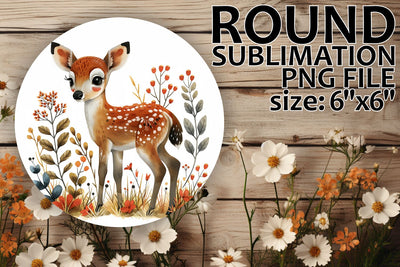 Round Deer & Flowers Design for Keychains Sublimation afrosvg 