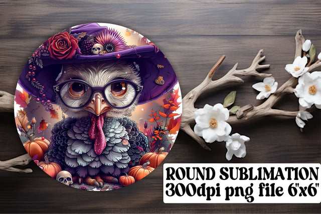 Round Design Autumn Thanksgiving Turkey PNG Sublimation afrosvg 