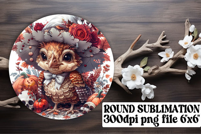 Round Design Autumn with Turkey PNG Sublimation afrosvg 