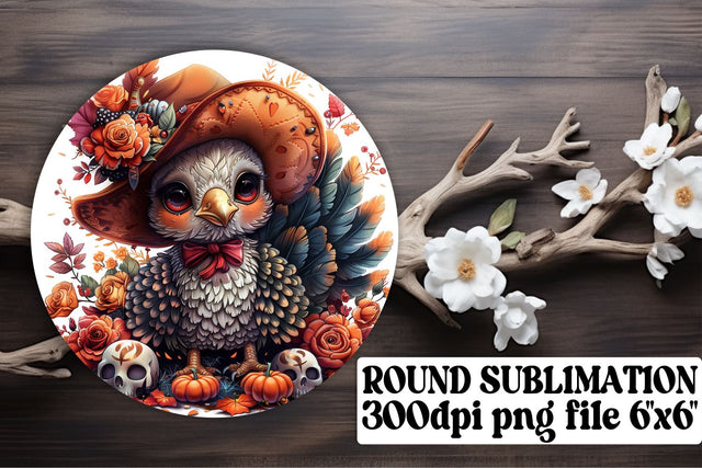 Round Design: Fall Turkey Design for Sublimation PNG Sublimation afrosvg 