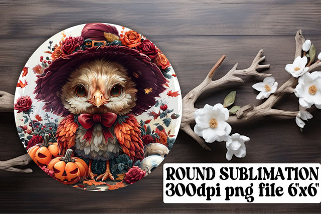 Round Design: Fall Turkey Sublimation Design PNG Sublimation afrosvg 