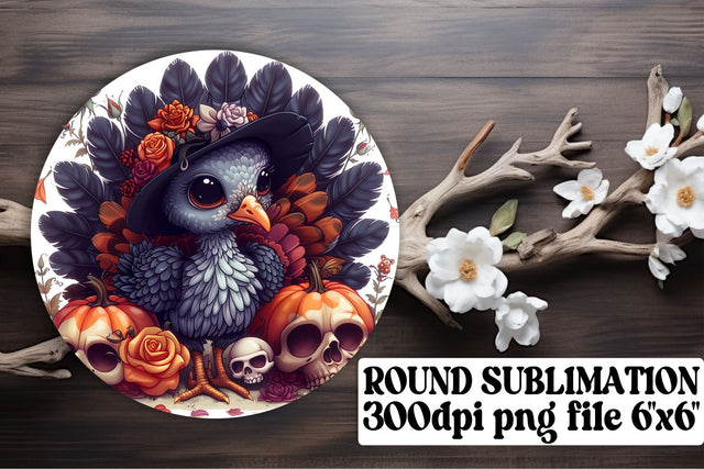 Round Design: Fall Turkey Sublimation Design PNG Sublimation afrosvg 