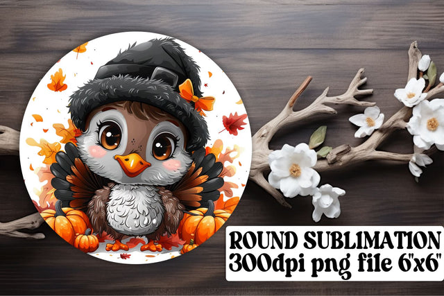 Round Design Fall Turkey Sublimation PNG Sublimation afrosvg 