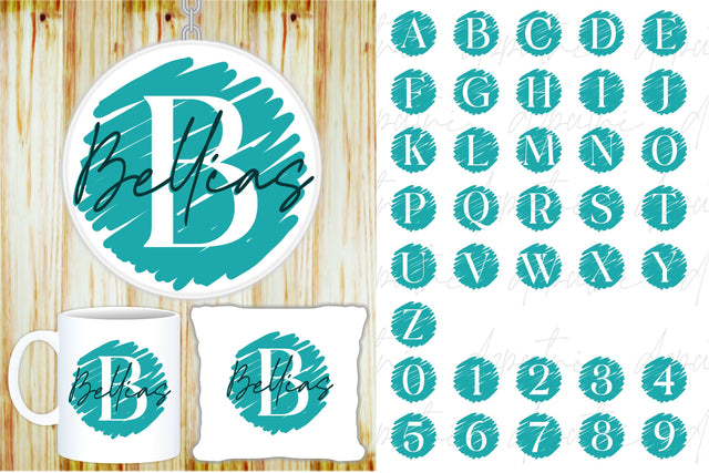 Round Distressed Font SVG Designs, Grunge Alphabet Monogram Letters, Keychain SVG Bundle, Backgrounds Sublimation SVG D2PUTRI Designs 