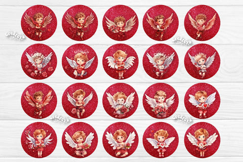 Round earring Sublimation bundle Valentine earrings Flower Hearts Watercolor png Sublimation Createya Design 