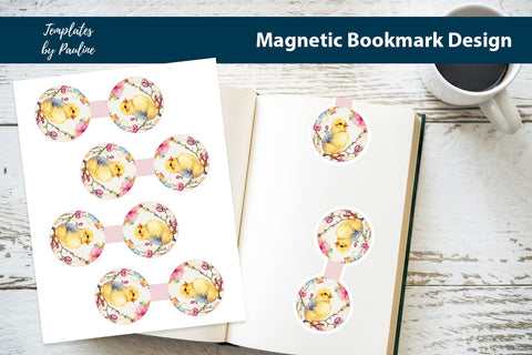 Round Easter Printable Magnetic Bookmark Bundle SVG Templates by Pauline 