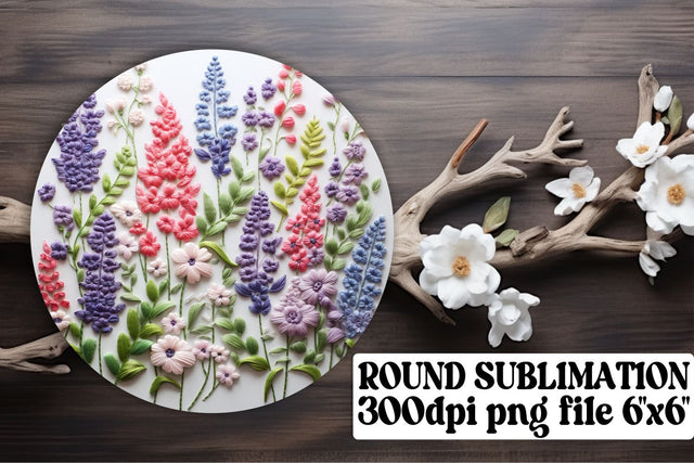 Round Embroidery Flower Sublimation Collection - Circle, Keychain, Car Coaster Sublimation afrosvg 