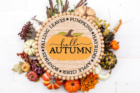 Round Fall Home Decor SVG - Hello Autumn Sublimation Pickled Thistle Creative 