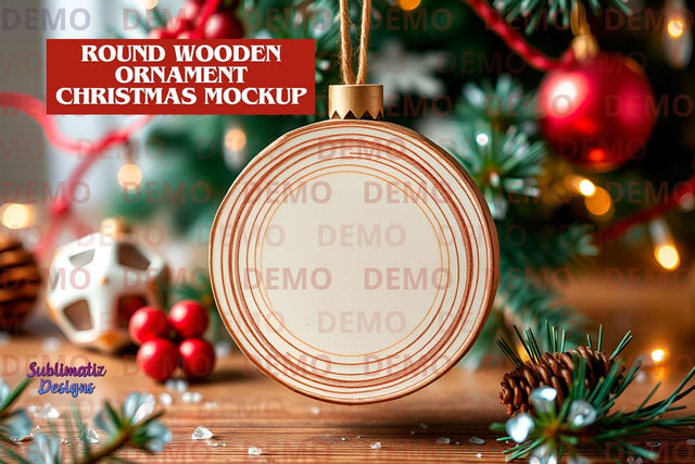Round Festive Ornament Mockup Mock Up Photo Sublimatiz Designs 