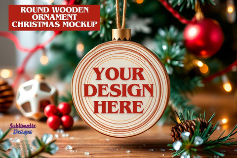 Round Festive Ornament Mockup Mock Up Photo Sublimatiz Designs 