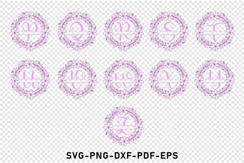 Round Floral monogram letters svg, Flowers monogram Font svg SVG D2PUTRI Designs 
