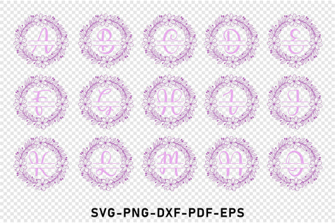Round Floral monogram letters svg, Flowers monogram Font svg SVG D2PUTRI Designs 