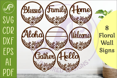 Round Floral Sign Bundle SVG, Laser Cut SVG APInspireddesigns 