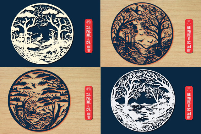 Round Forest Papercut Decor SVG Bundle SVG MD JOYNAL ABDIN 