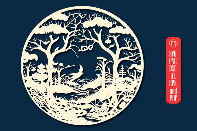 Round Forest Papercut Decor SVG SVG MD JOYNAL ABDIN 