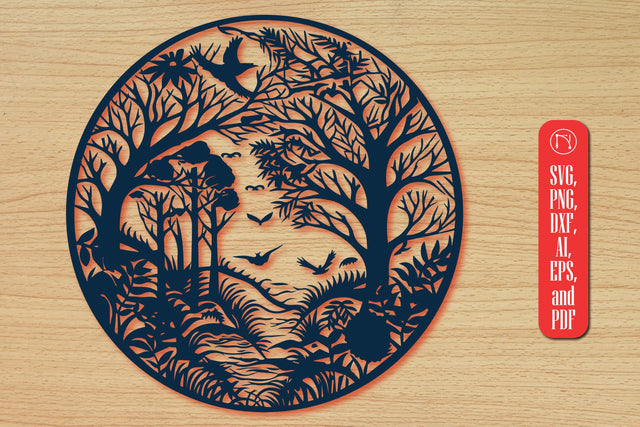 Round Forest Papercut Decor SVG SVG MD JOYNAL ABDIN 
