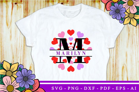 Round Hearts Split Monogram Letters, Valentine Split Font SVG, Love Valentines Day Alphabet Monogram Letter, Valentine's Day Sublimation SVG D2PUTRI Designs 