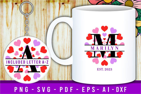 Round Hearts Split Monogram Letters, Valentine Split Font SVG, Love Valentines Day Alphabet Monogram Letter, Valentine's Day Sublimation SVG D2PUTRI Designs 