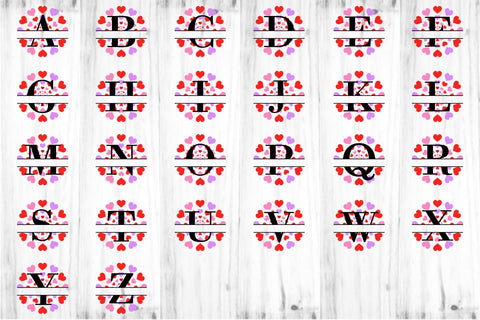 Round Hearts Split Monogram Letters, Valentine Split Font SVG, Love Valentines Day Alphabet Monogram Letter, Valentine's Day Sublimation SVG D2PUTRI Designs 