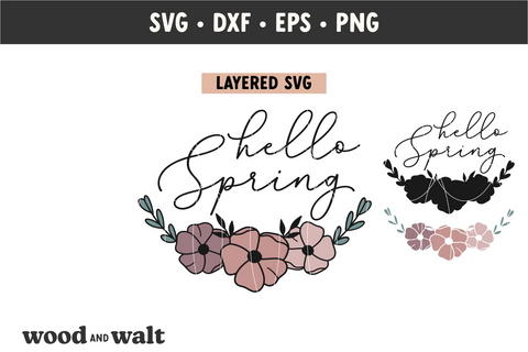 Round Hello Spring SVG | Spring Flowers Cut File SVG Wood And Walt 