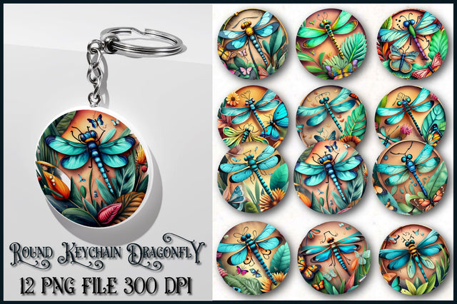 Round Keychain Dragonfly Sublimation Bundle Sublimation Jagonath Roy 