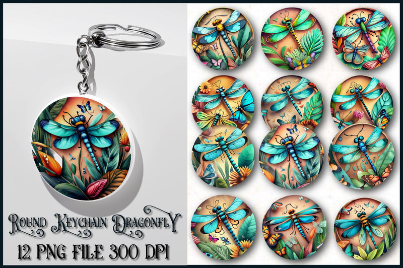 Round Keychain Dragonfly Sublimation Bundle Sublimation Jagonath Roy 