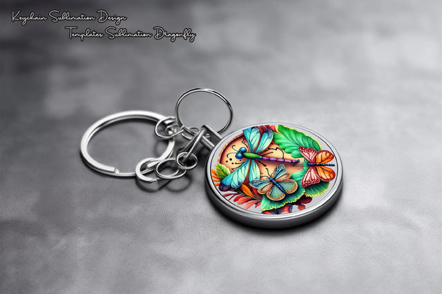 Round Keychain Dragonfly Sublimation Vol-1 Sublimation Jagonath Roy 