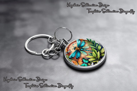 Round Keychain Dragonfly Sublimation Vol-10 Sublimation Jagonath Roy 